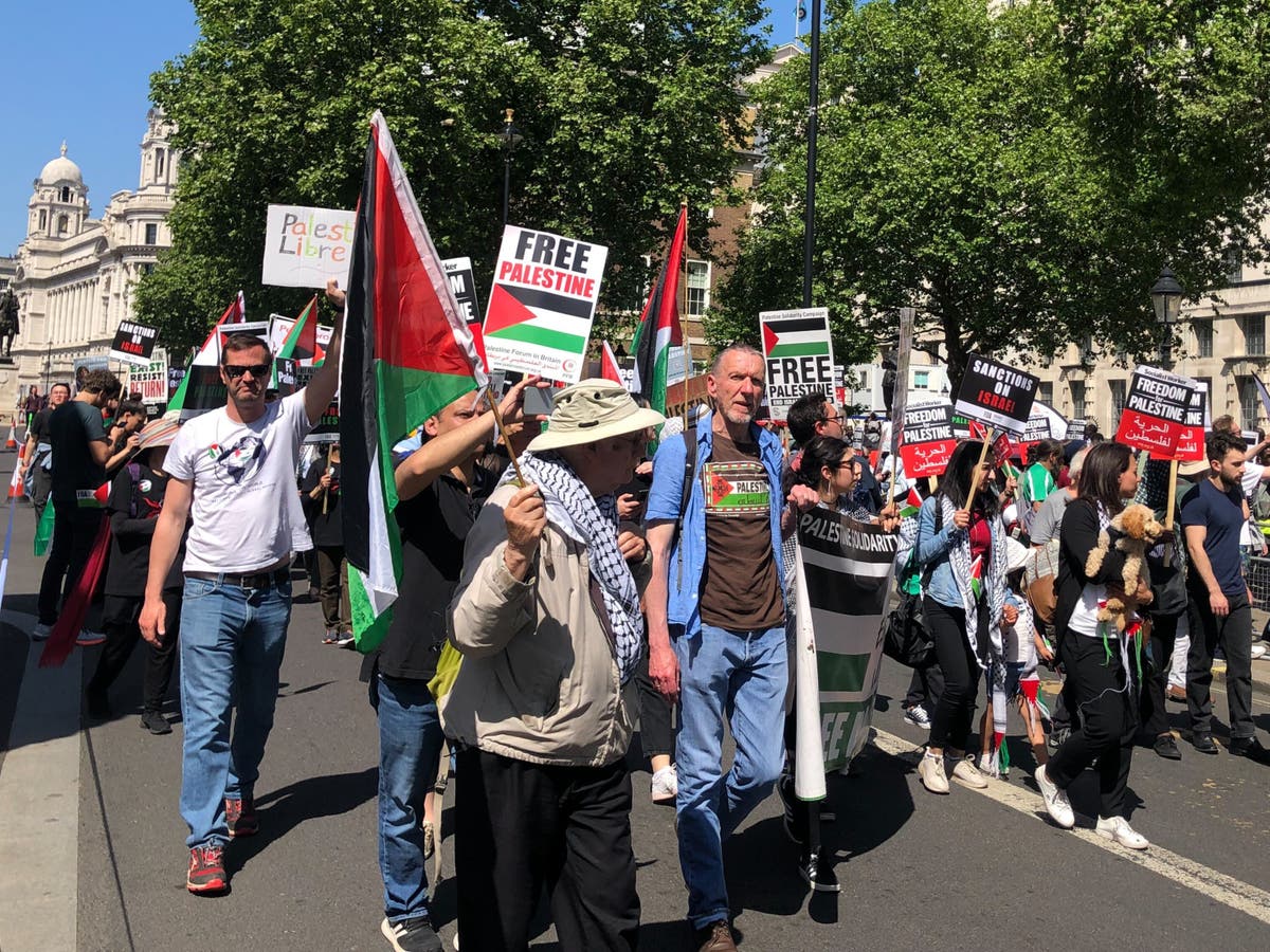 Thousands gather in London for Palestinian solidarity march