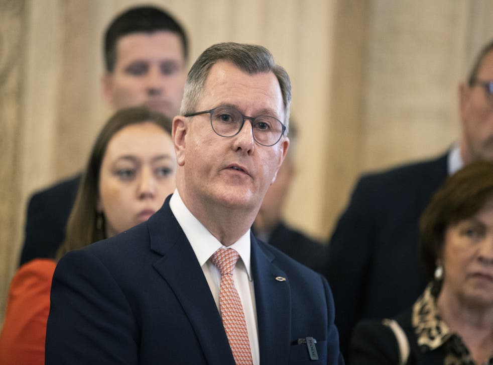 DUP leader Sir Jeffrey Donaldson said his party had sent a ‘clear message’ the protocol must change (Liam Mc Burney/PA)