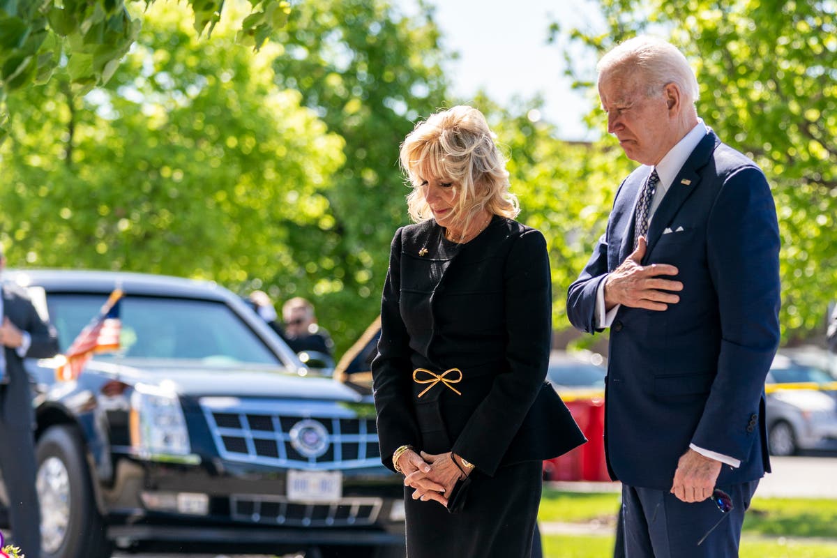 Bidens pay respects to Buffalo shooting victims ahead of speech
