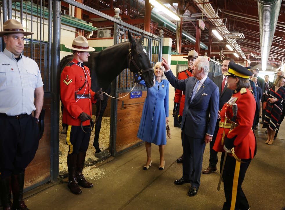 Charles and Camilla were given a tour of the Mounties’ stables.Ian Vogler/Daily Mirror