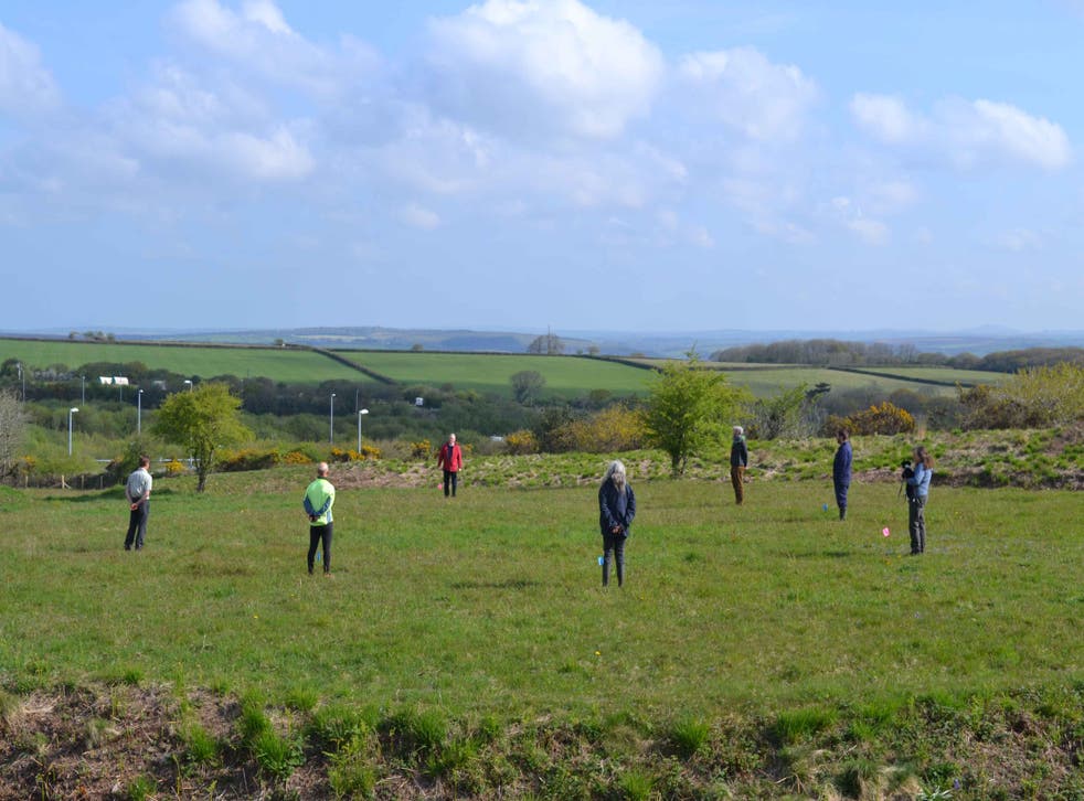 Castilly Henge was cleared of bracken and scrub by volunteers (Historic England/PA)