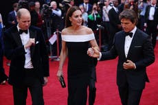 Kate Middleton helped up steps by Tom Cruise at Top Gun premiere