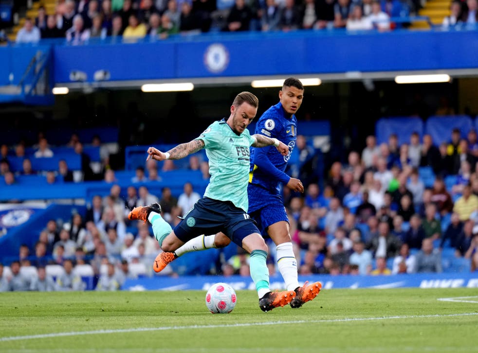 James Maddison (la gauche) gave Leicester the lead with this effort (John Walton/AP)