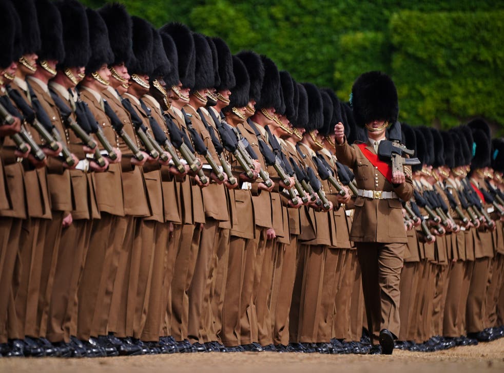 Military personnel line-up at the Brigade Major’s Review on Thursday (PA/Dominic Lipinski)
