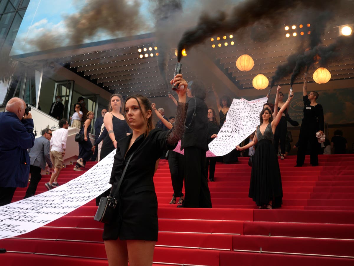 Protesters storm red carpet at Cannes for second time this week