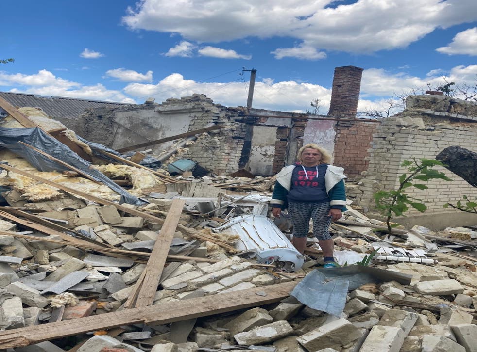 <p>Vasilia Kirilev and her husband will live in their animal shed until they can rebuild their Vilkhivka home destroyed by Russians</p>