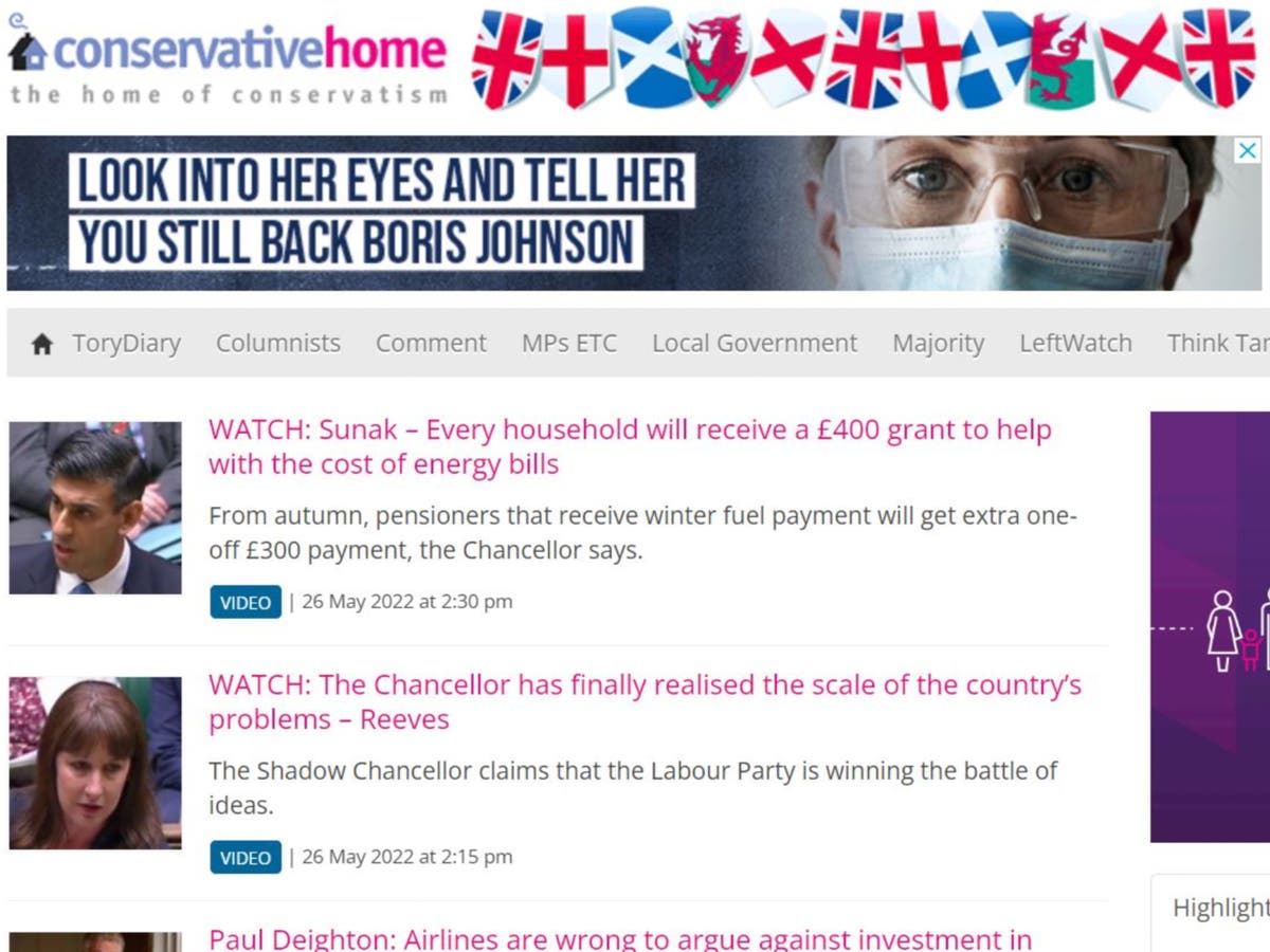Leading Tory website runs Labour adverts attacking Boris Johnson
