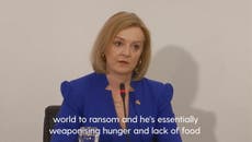 Liz Truss accuses Putin of ‘weaponising hunger’ with Ukrainian grain blockade
