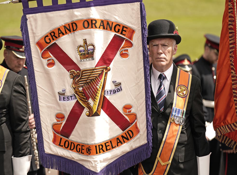 Members of the Grand Orange Lodge of Ireland at Stormont (Niall Carson/PA)