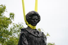 Margaret Thatcher statue vandalised with red paint two weeks after it was egged