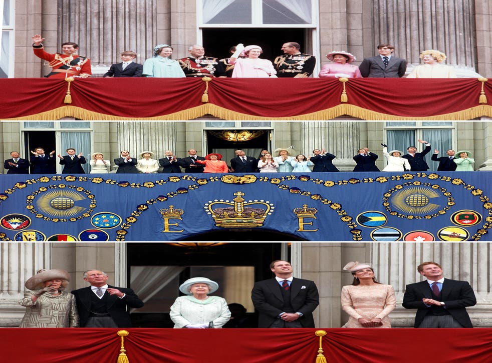 The Silver Jubilee balcony appearance in 1977, Golden Jubilee in 2002 and Diamond Jubilee in 2012 (PA)