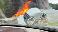 One dead in fiery interstate pile-up in Arkansas