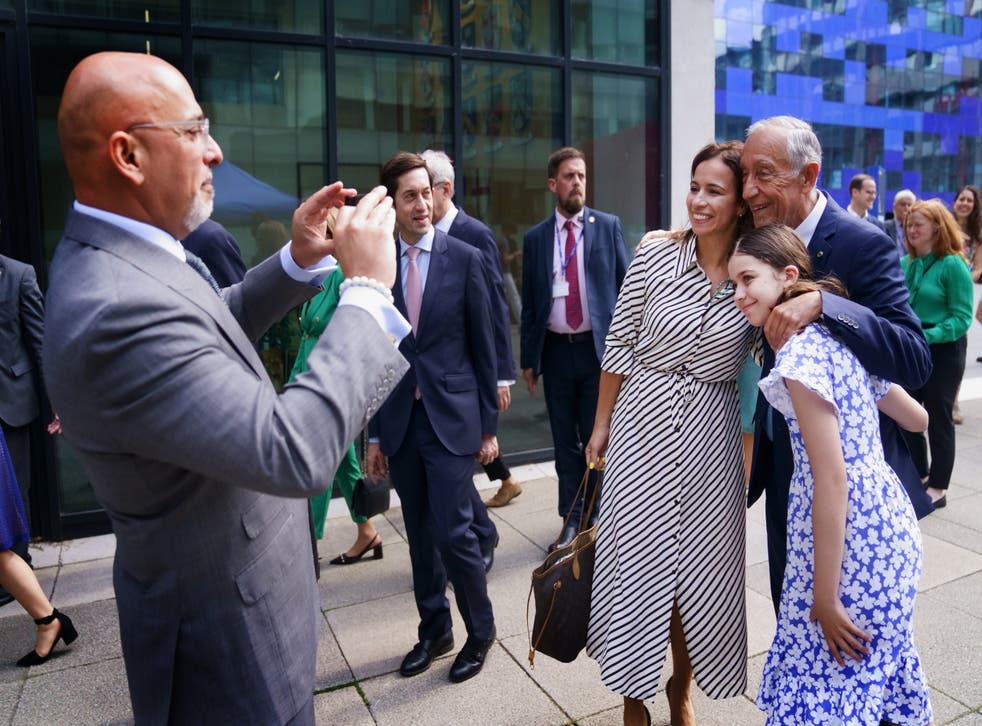 Education Secretary Nadhim Zahawi with the president of Portugal Marcelo Rebelo de Sousa during a visit to Imperial College London (Victoria Jones/PA)