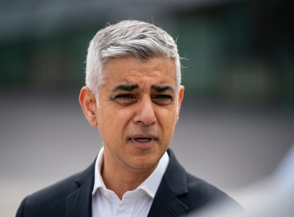 <p>Mayor of London Sadiq Khan speaking to the media outside City Hall in London about the cost-of-living crisis</p>