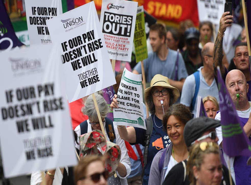 <p>Workers marched on Parliament Square over the weekend in a call for better pay </p>
