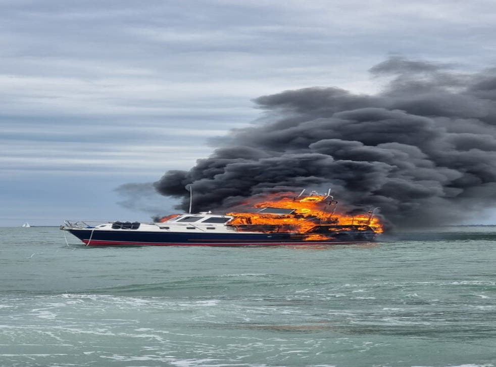 The motor cruiser became engulfed in flames (GAFIRS/PA)
