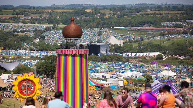 Festivalgoers on the first day of Glastonbury Festival