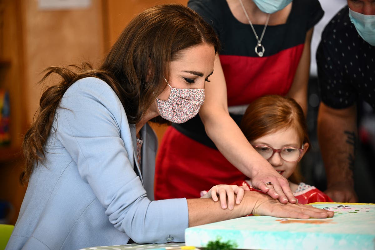 Duchess of Cambridge lends a hand in art session at children’s hospice