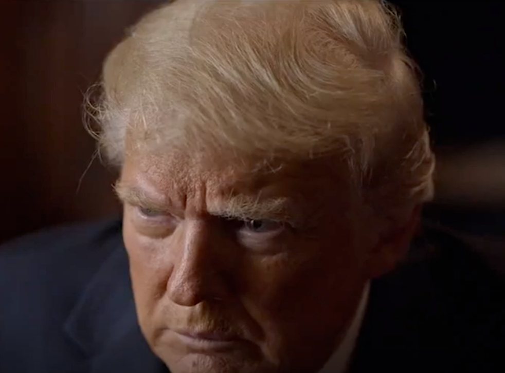 <p>Former President Donald Trump is asked if he will discuss the Capitol riot, to which he replies ‘yep.’ The image is a screenshot from the documentary ‘Unprecedented.’ The documentary’s filmmaker, Alex Holder, was subpoenaed by the House Select Committee and asked to turn over all of his footage. </s>