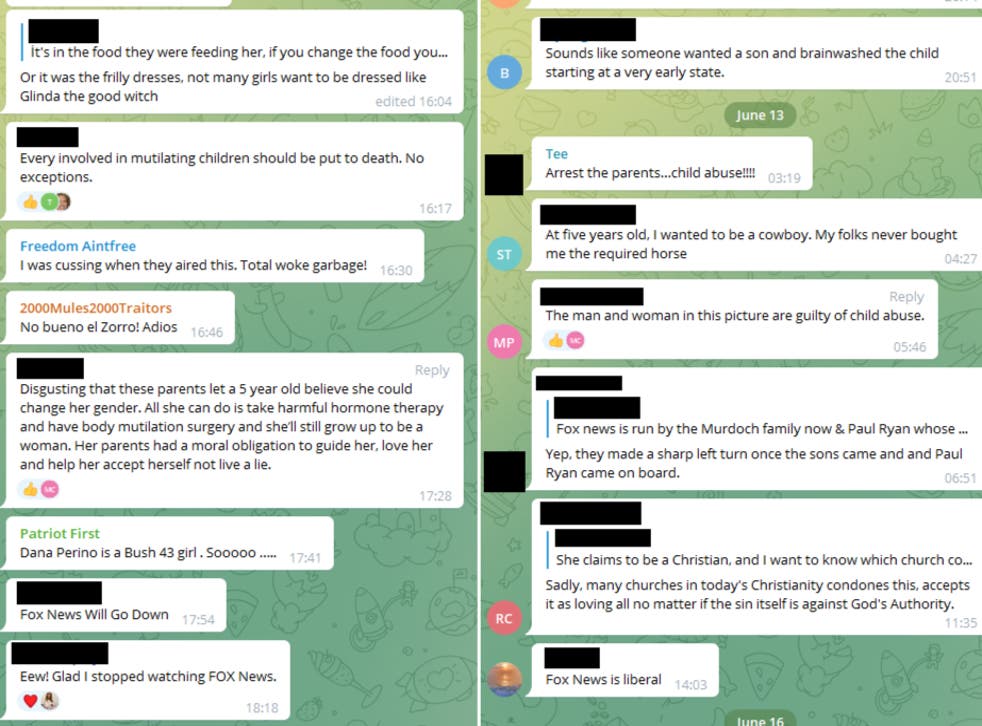 <p>A screenshot from a recent Telegram discussion about a family with a transgender child</p>