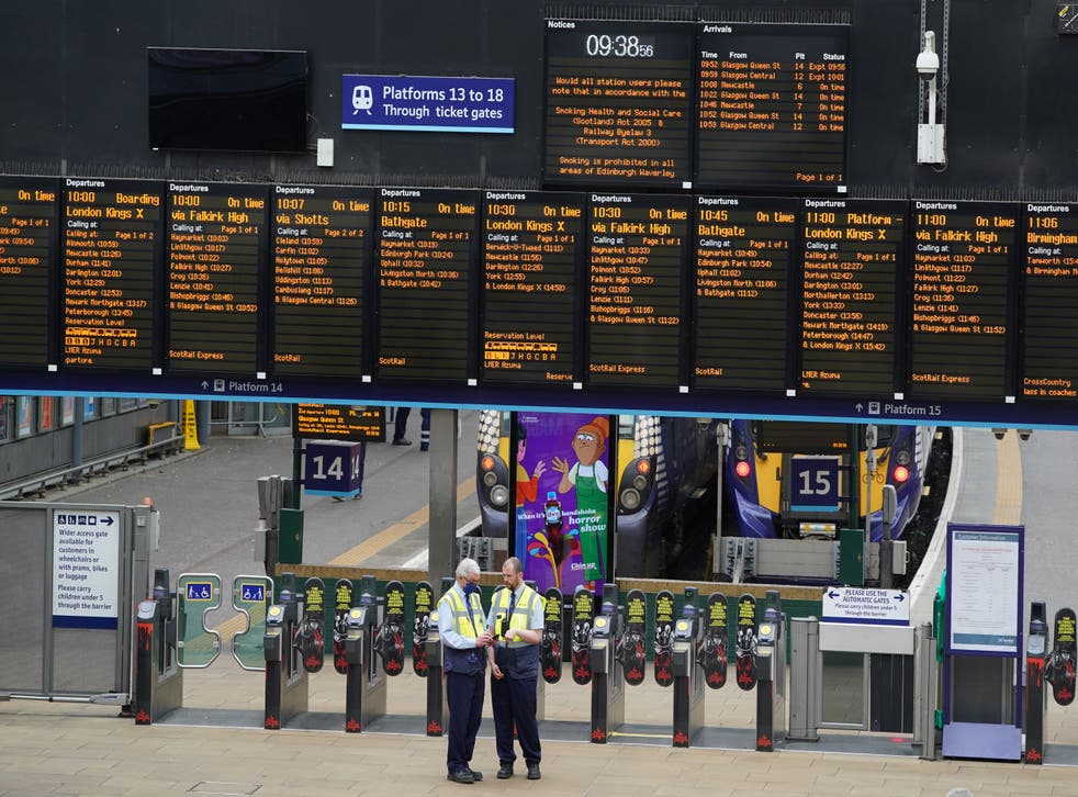 <p>Train stations have been all but empty for much of the week(Andrew Milligan/PA)</s>
