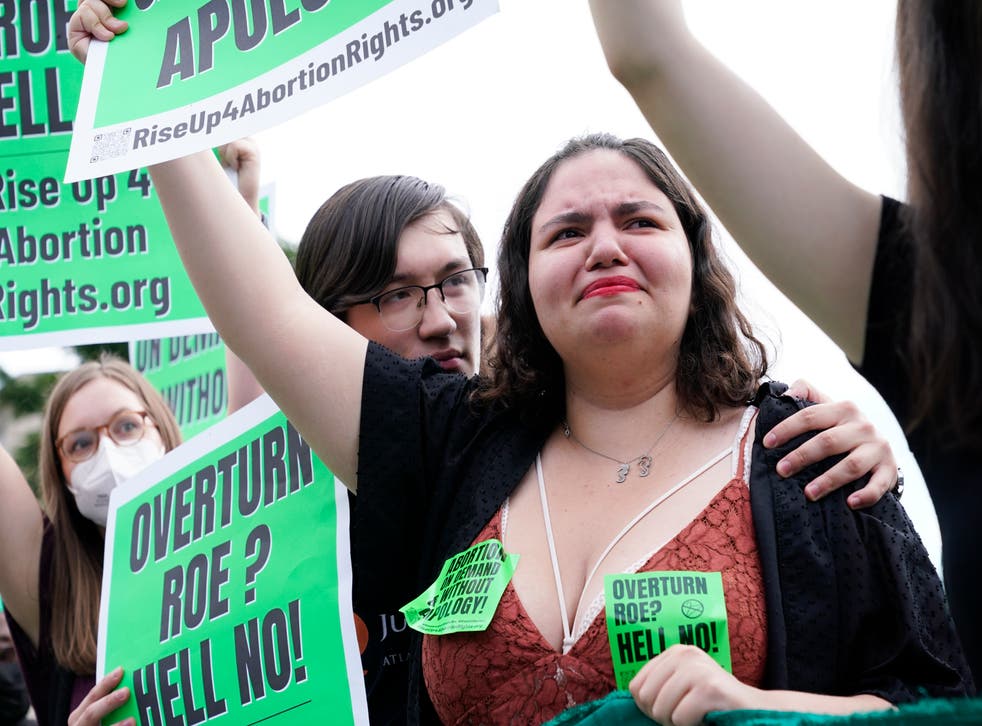 Pro-choice activists react following the decision (Jacquelyn Martin/PA)