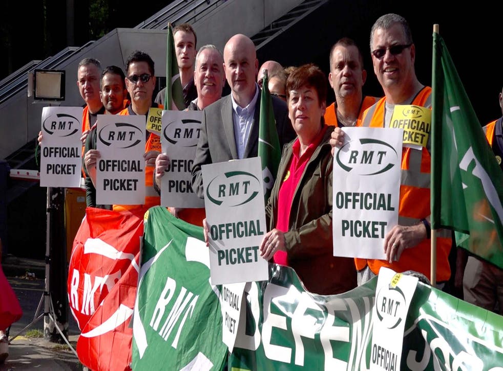 RMT chief Mick Lynch joined the picket line at Euston Station in central London on Saturday (Sarah Collier/PA)