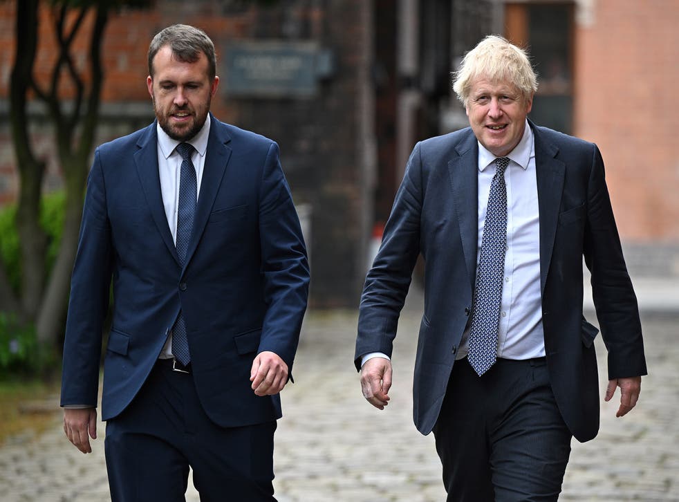 Tory MP and former teacher Jonathan Gullis with Prime Minister Boris Johnson (Oli Scarff/PA)