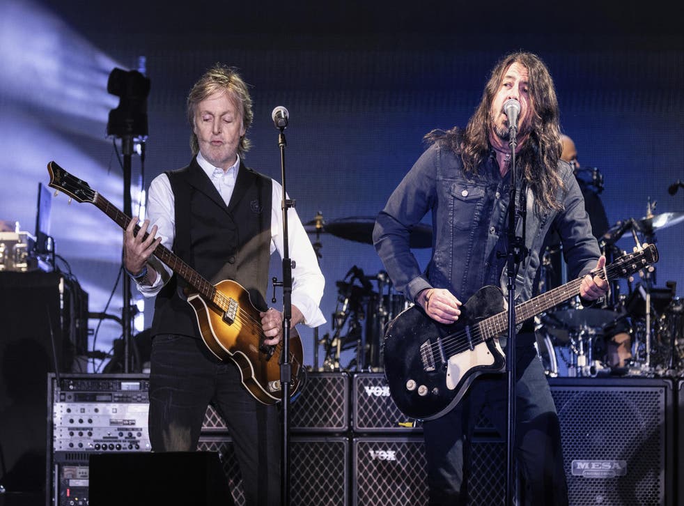 Dave Grohl joined Sir Paul in his first stage appearance since the death of Foo Fighters drummer Taylor Hawkins (MJ Kim/2022 MPL Communications/PA)