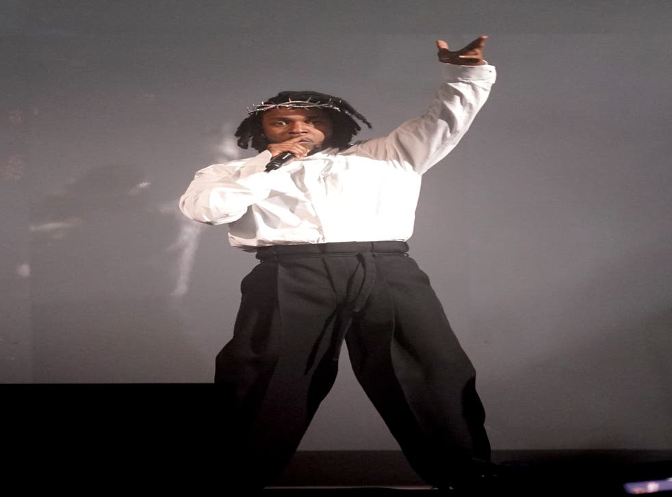 Kendrick Lamar performing on the Pyramid Stage at the Glastonbury Festival (Yui Mok/PA)