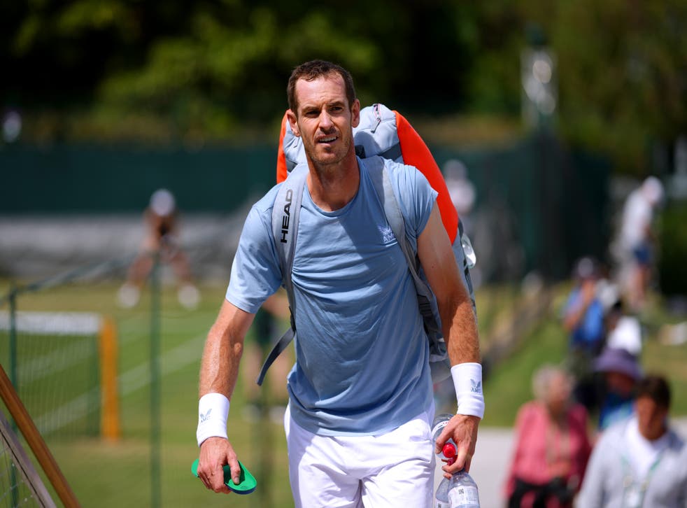 Sir Andy Murray returns from a practice session ahead of Wimbledon (PA)