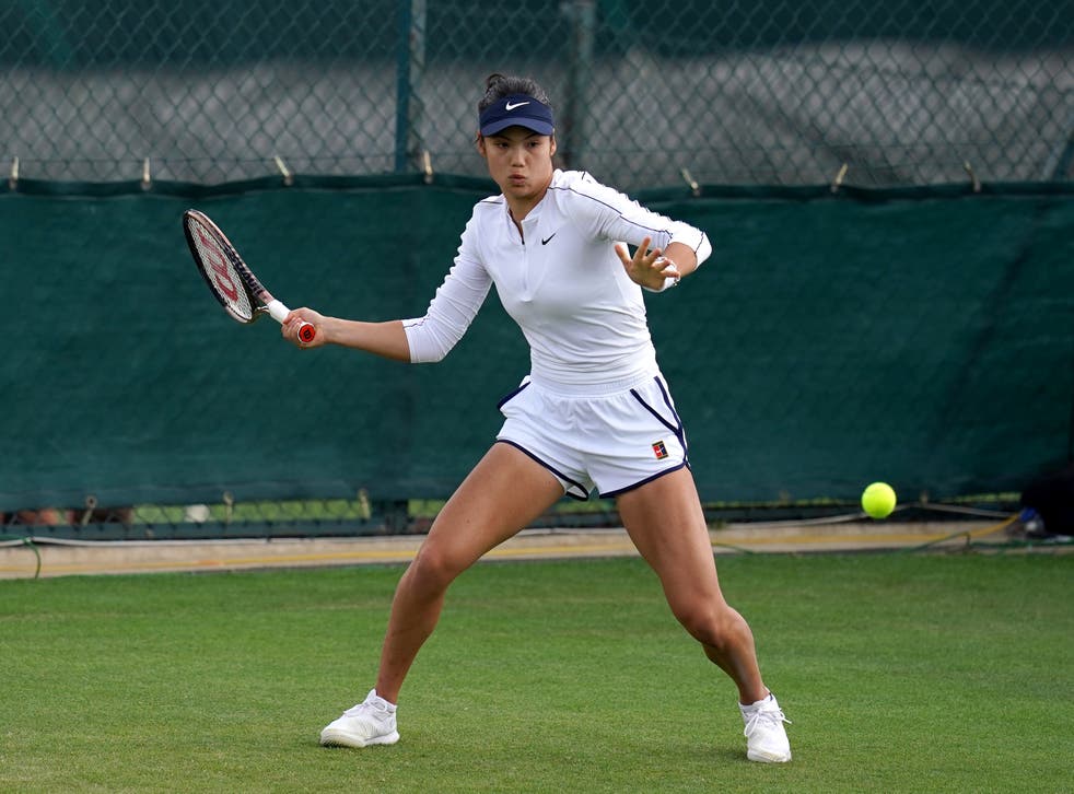 Emma Raducanu during a practice session ahead of Wimbledon beginning (PA)