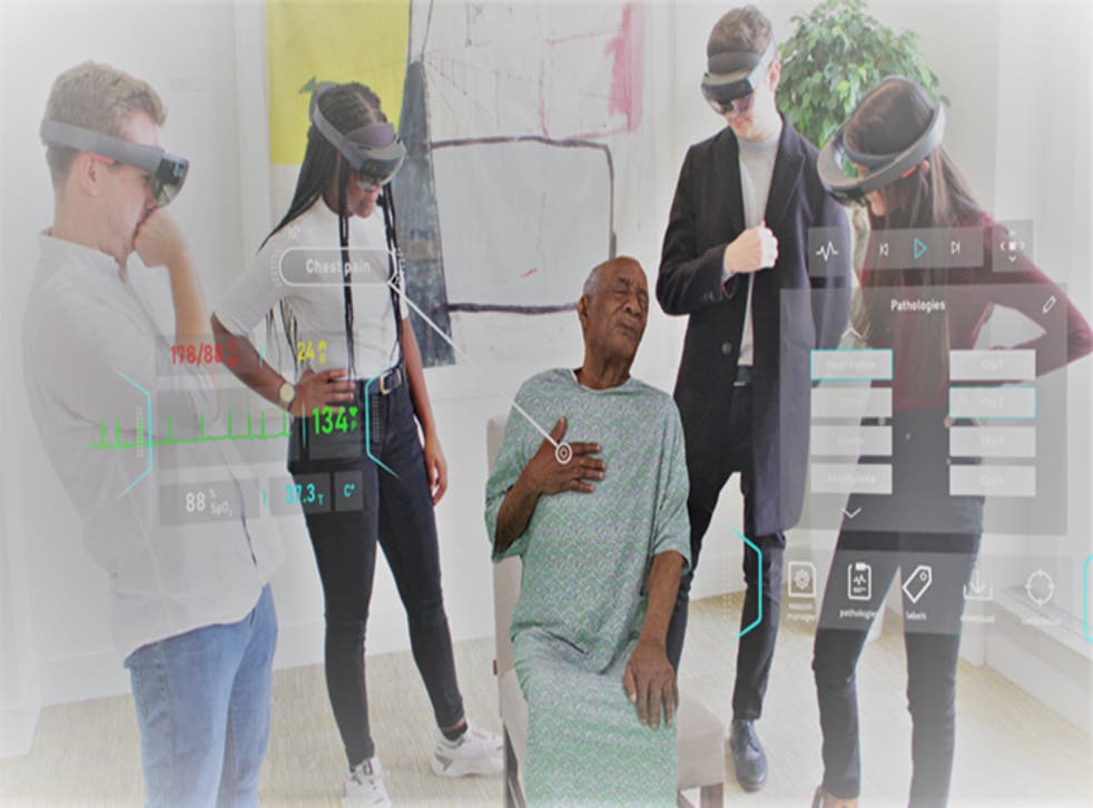 Medical students at Addenbrooke’s Hospital in Cambridge are using mixed reality holographic patients (Cambridge University Hospitals NHS Foundation Trust/GigXR/PA)