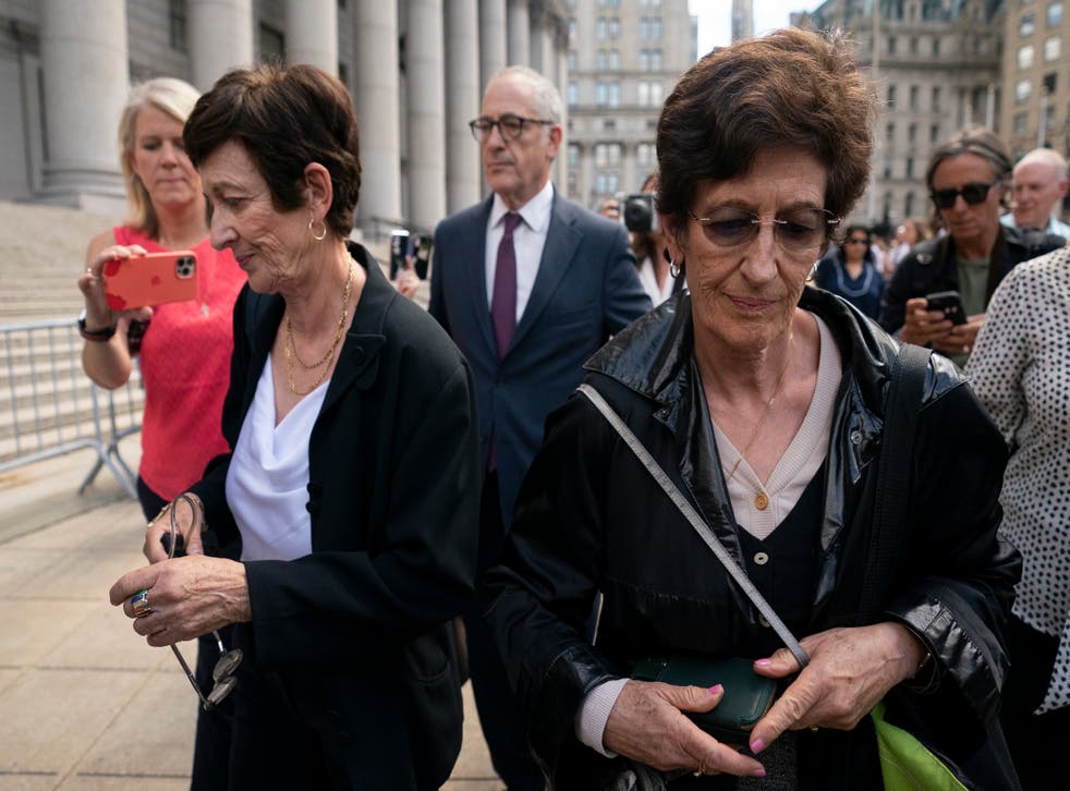 <p>Ghislaine Maxwell’s siblings Christine, Kevin and Isabel leave the court after the socialite’s sentencing</p>