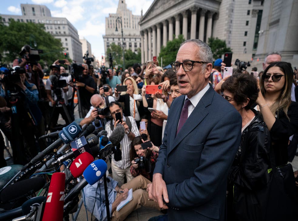 <p>Ghislaine Maxwell’s brother Kevin addresses reporters following her sentencing</p>