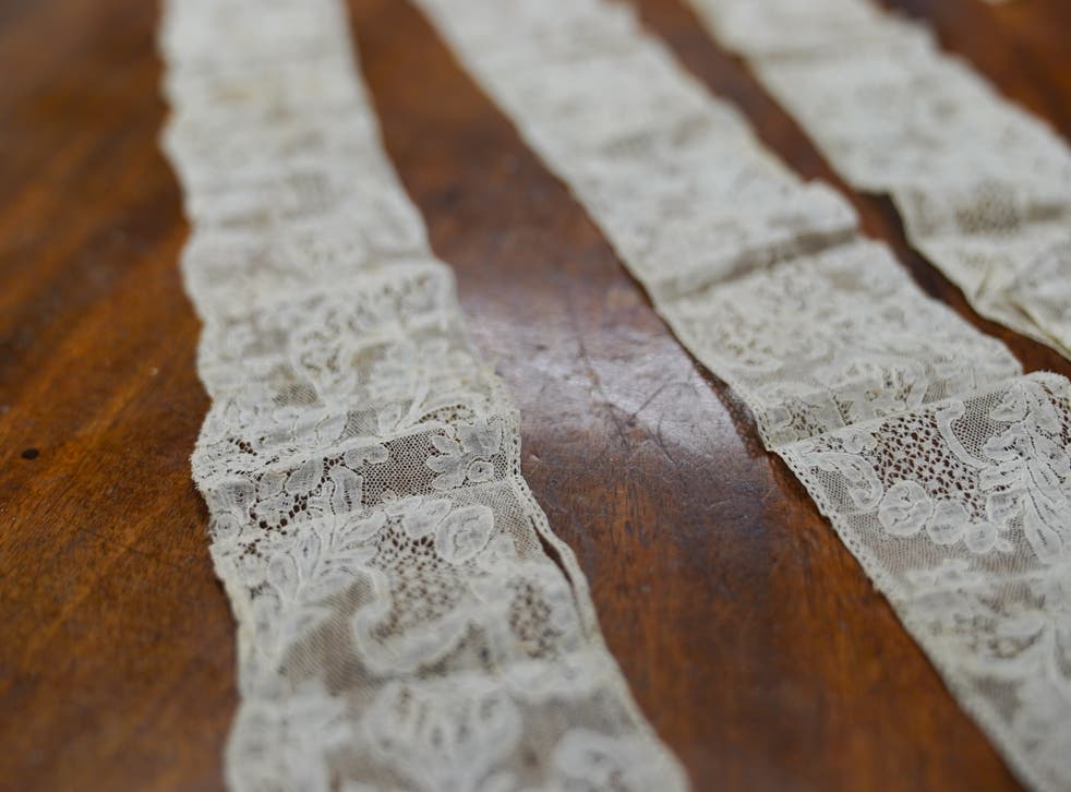 Lace believed to have been used to shroud Queen Victoria’s coffin (Jacob King/AP)
