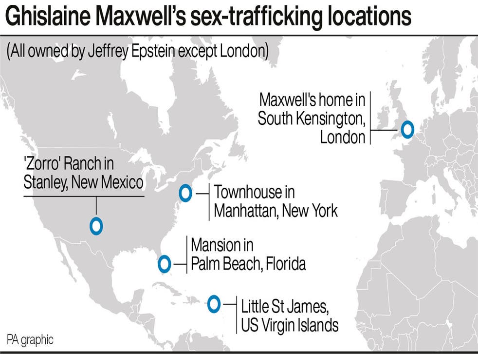 Ghislaine Maxwell’s sex-trafficking locations (PA -grafika)