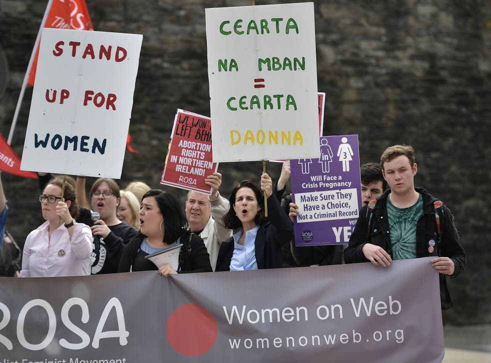 <p>Rebecca Gomperts (2nd R) provided abortions for women in Ireland before law change in 2018</p>