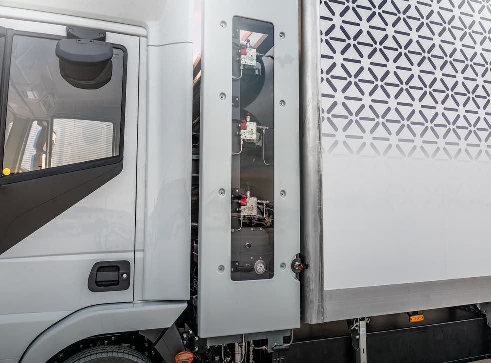 A hydrogen fuel cell tops up the electric battery (Tevva/PA)