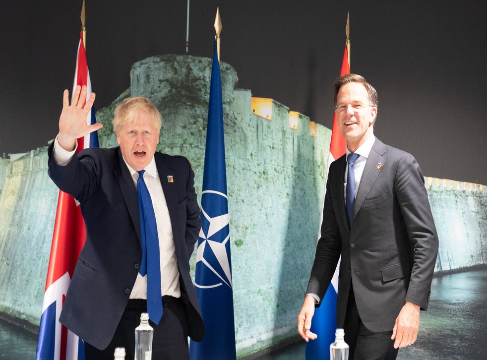 Prime Minister Boris Johnson holds a bilateral meeting with his Dutch counterpart Mark Rutte during the Nato summit in Madrid, Espanha (Stefan Rousseau/PA)