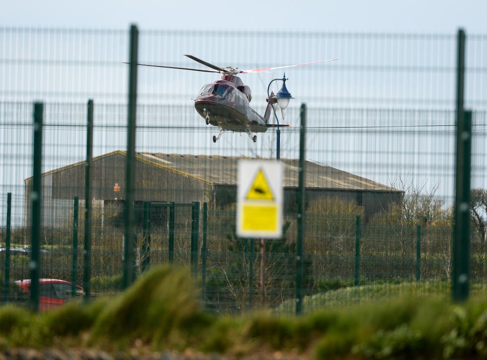 The Prince of Wales arrives by helicopter for his visit to Cornwall in March 2022 (Finnbarr Webster/PA)