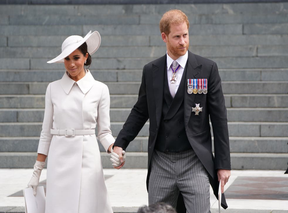 The Duke and Duchess of Sussex attended the National Service of Thanksgiving for the Queen’s Platinum Jubilee earlier this month (Kirsty O’Connor/PA)