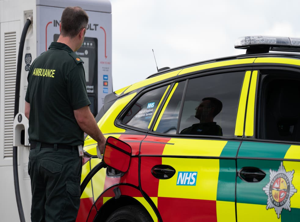 One of the new electric rapid response vehicles, the Skoda Enyaq iV 80x, which is being trialled by the East of England Ambulance Service NHS Trust across the region (Joe Giddens/ PA)