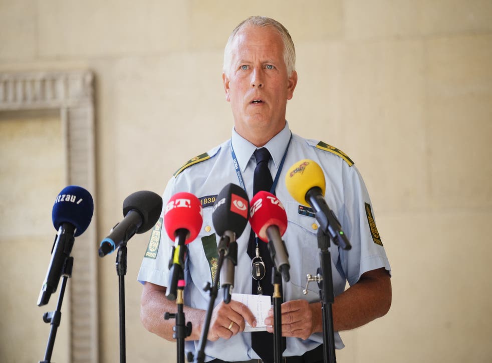 <p>Copenhagen Police Chief Inspector Soeren Thomassen gives an update on the investigation of the shooting at Field's shopping mall, a day after the incident, in Copenhagen, Denmark July 4 </p>