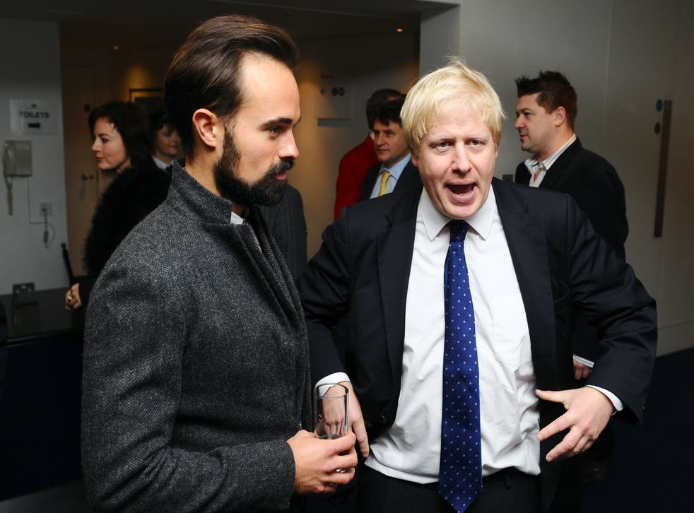Evgeny Lebedev (links) and Boris Johnson attend a pre-lunch reception (Ian West/PA)