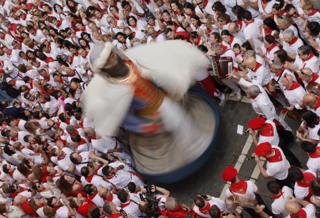 People in the streets of Pamplona, northern Spain, during the festival of San Fermín