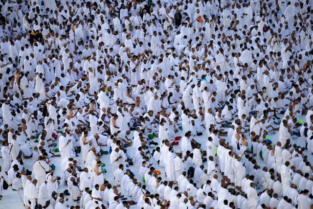 Muslim pilgrims pray around the Kaaba at the Grand Mosque, in Saudi Arabia's holy city of Mecca