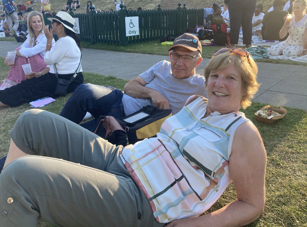 Diane and Mike Skinner attend day eleven of the 2022 Wimbledon Championships (PA)