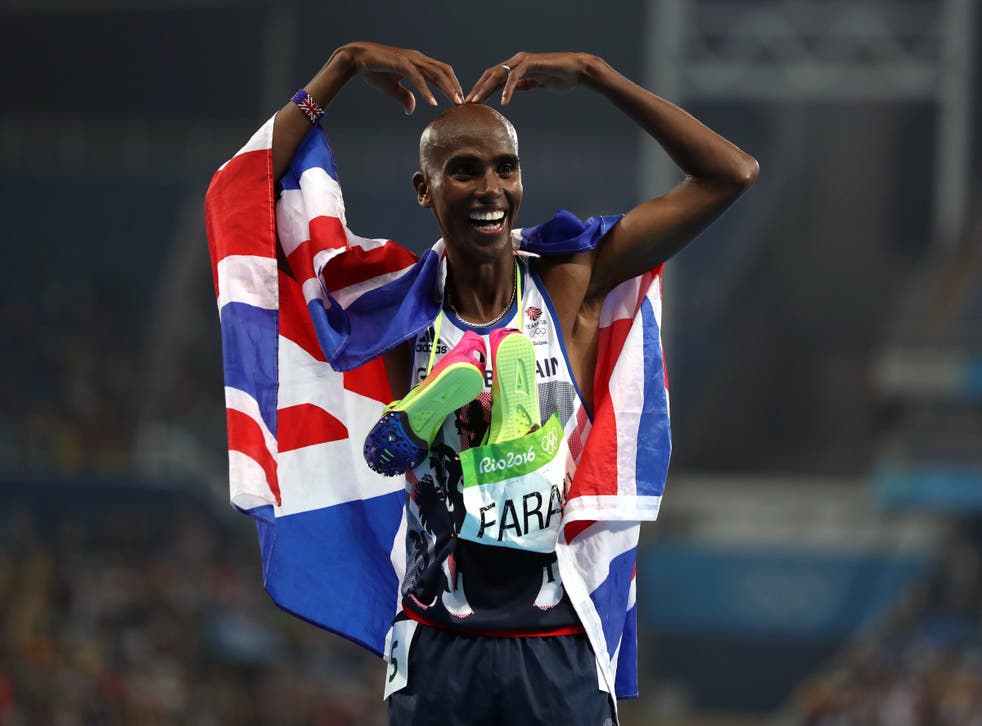 Mo Farah celebrates winning 5,000 metres gold at the Rio Olympics (迈克埃格顿/ PA)