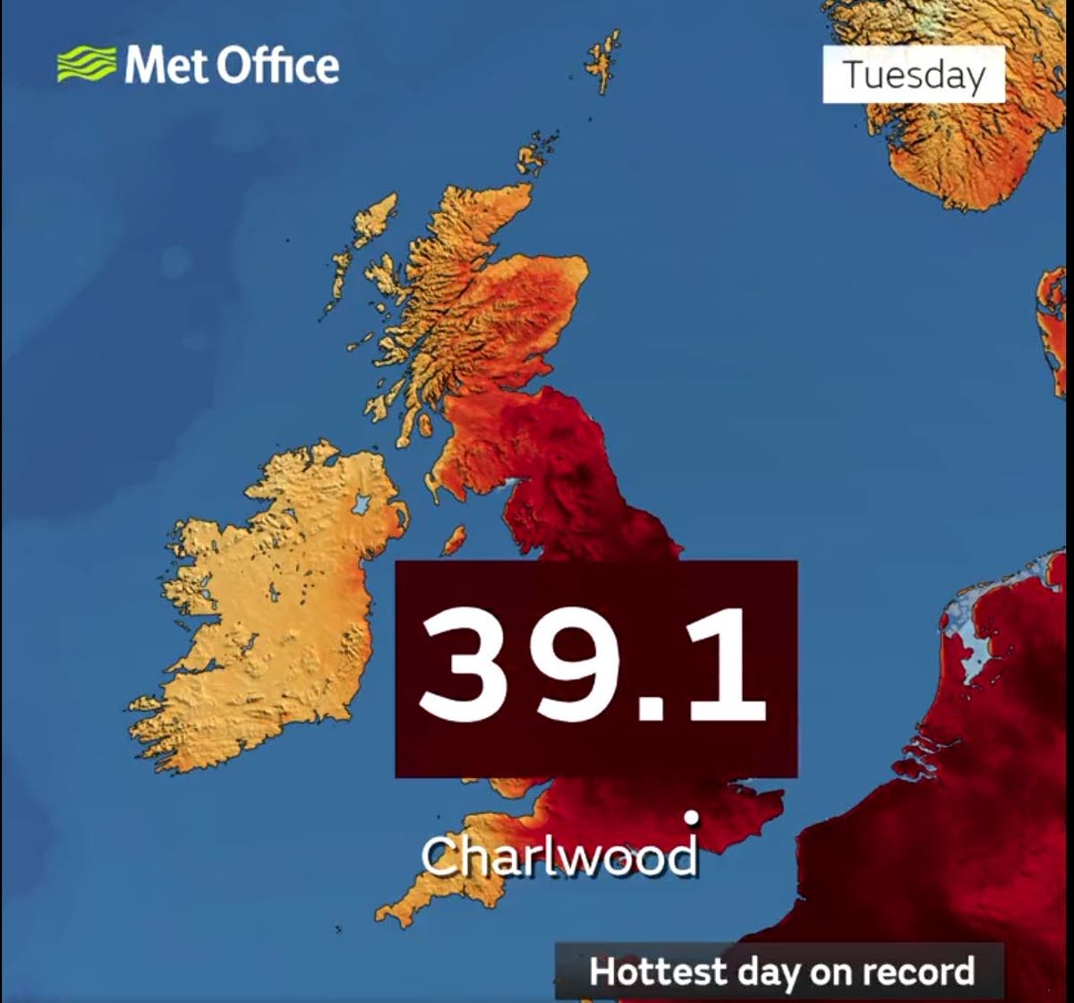  UK weather forecast: Hottest ever temperature recorded at 39.1C